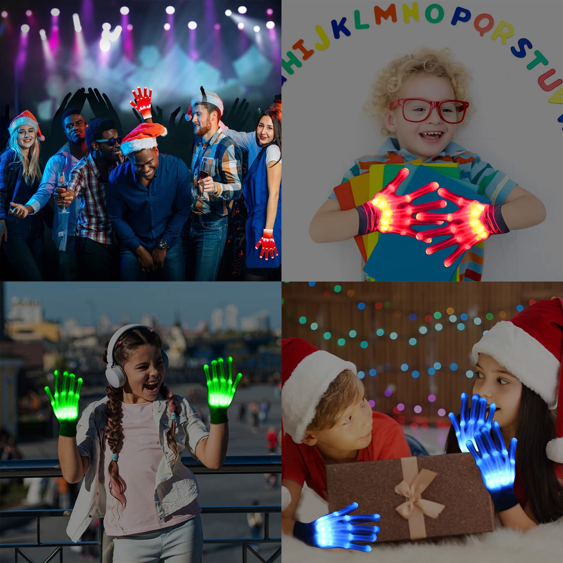 LED Glow Gloves for Teens - Cool Light Up Party Favors & Easter Basket Stuffers for Boys & Girls Ages 13-18 - Fun Costume Accessories for Raves, Concerts, Halloween & Night Events