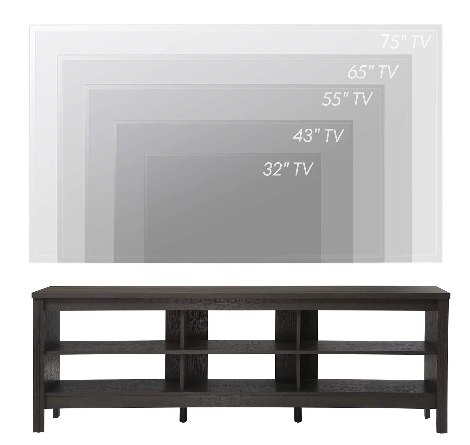 WAMPAT 75 Inch TV Stand with Storage - Modern Wood Media Console for 70-75 Inch TVs, Entertainment Center for Living Room, Bedroom & Office - Black | Perfect for Home Theater Setup & Stylish Storage