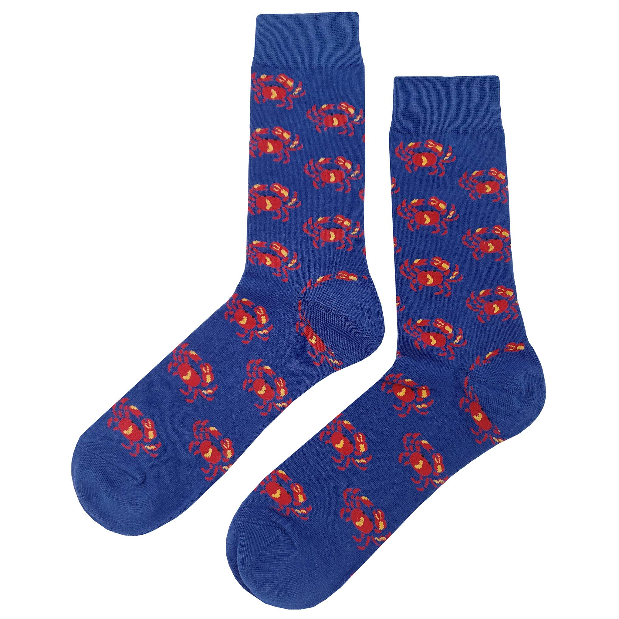 Funny Crab March Dress Socks for Men - Novelty Crazy Design, Cotton Crew Socks Size 8-12, Colorful Funky Fancy Gift - Perfect for Casual Wear, Costume Parties & Unique Gifts