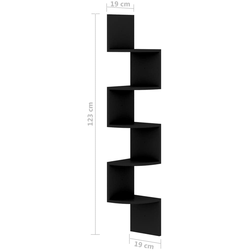Black Floating Corner Shelf for Wall - 7.5
