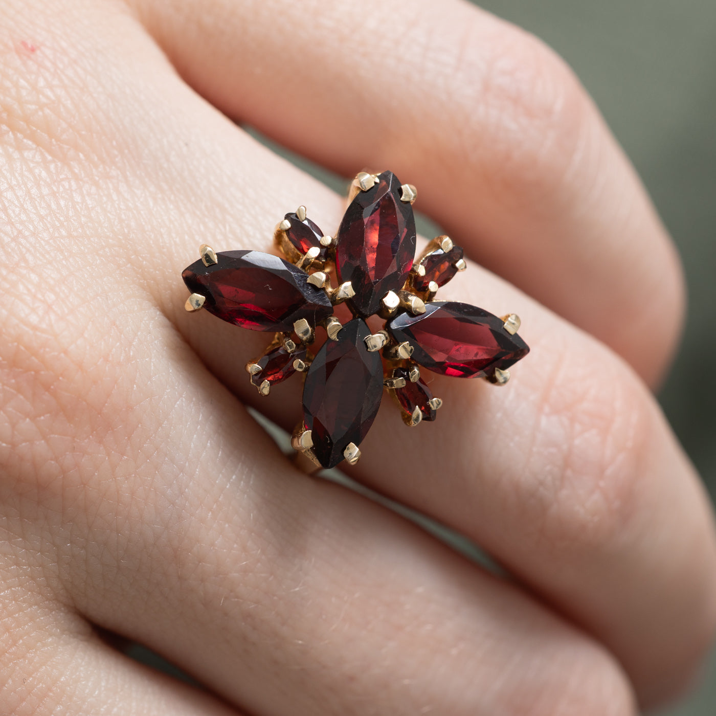 Elegant Marquise Cut Garnet Cocktail Ring - 4.28 Carat Total Weight (4.28ctw) - Size 6.25 - Perfect for Evening Parties, Weddings & Special Occasions