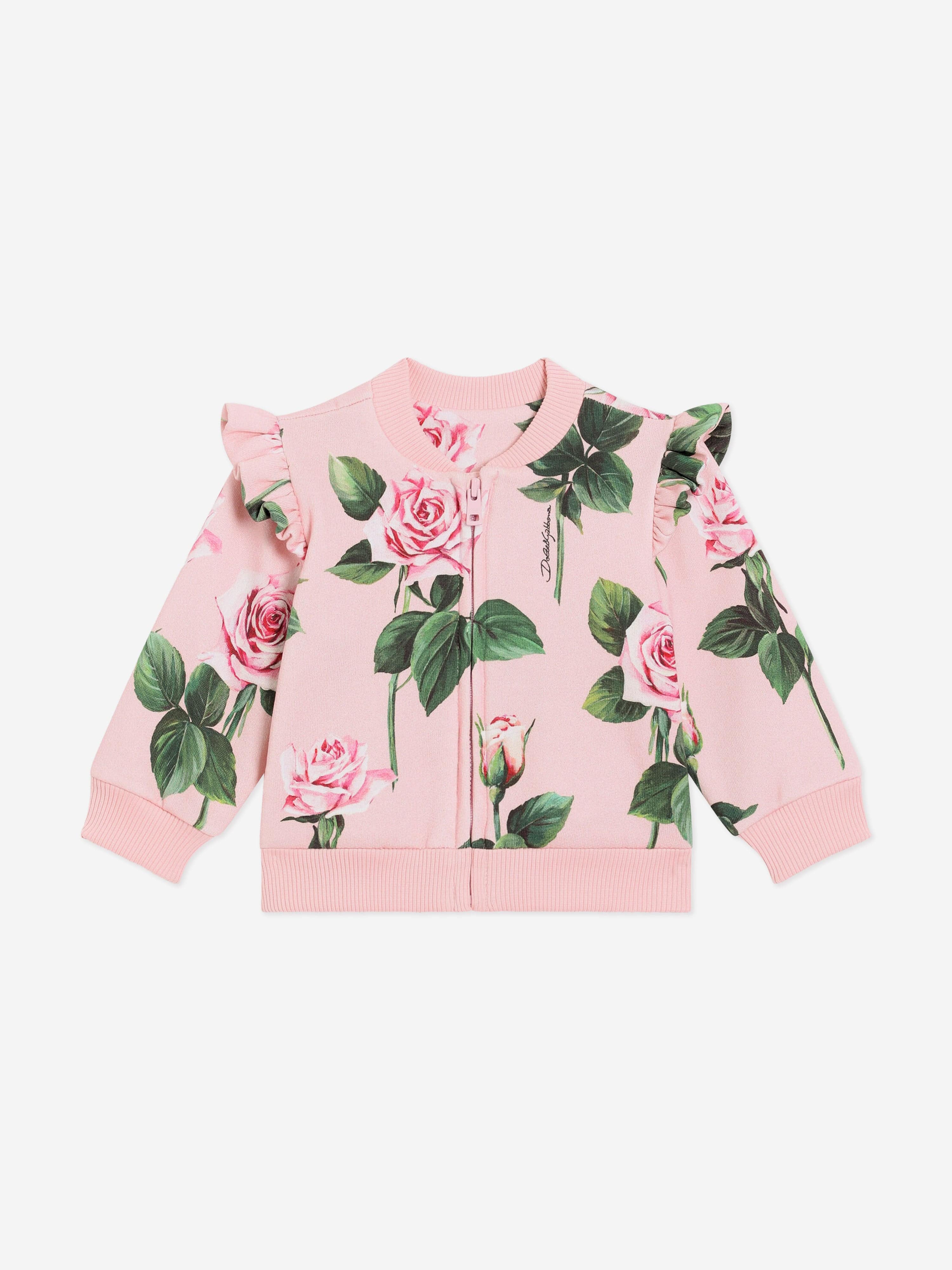 Pink Rose Print Sweatshirt for Baby Girls | Soft Cotton Pullover | Perfect for Playdates, Family Photos & Everyday Comfort