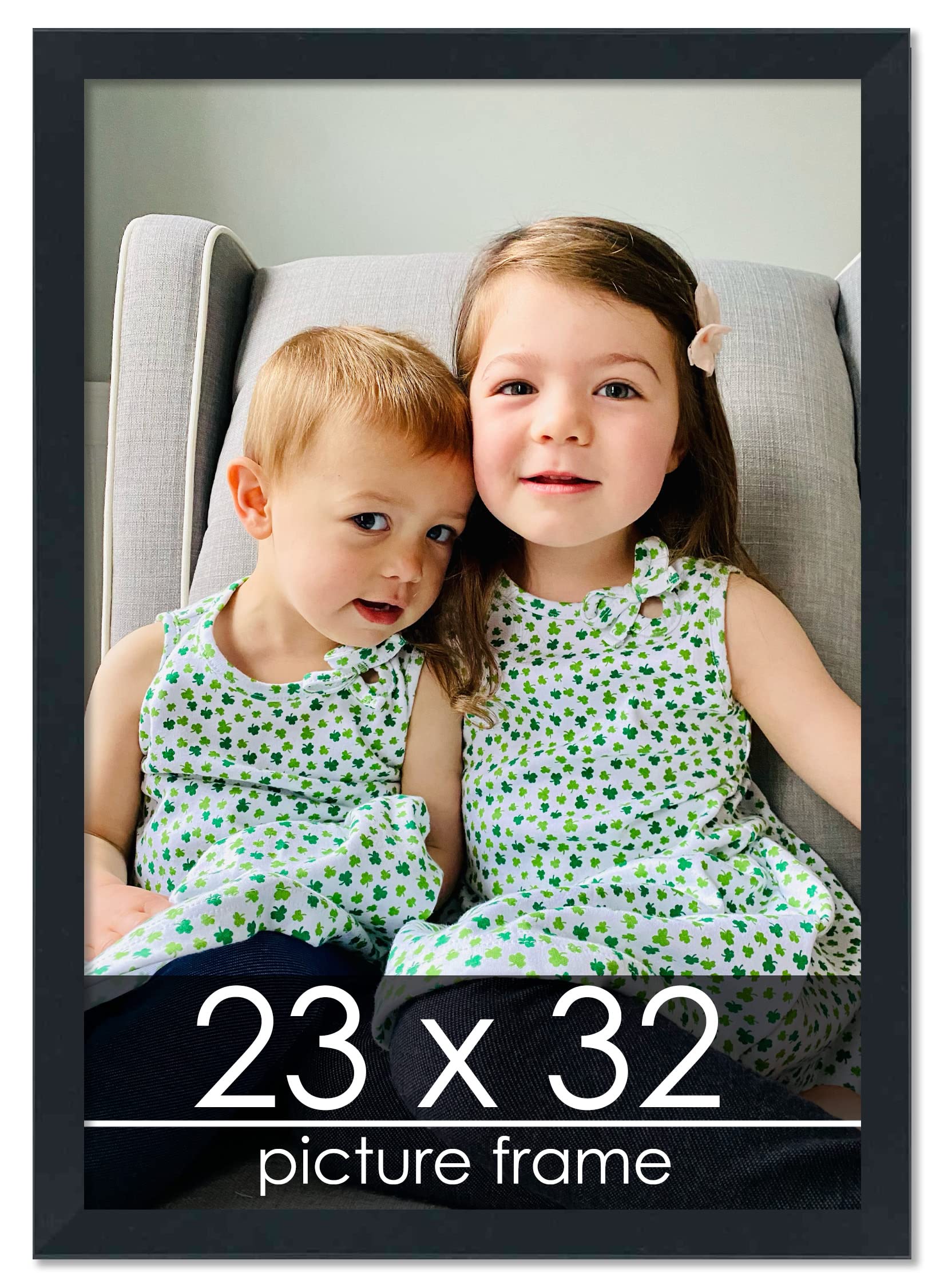 23x32 Contemporary Black Wood Picture Frame with UV Acrylic & Foam Board Backing - Wall Art Display for Home, Office & Gallery Decor - Perfect for Posters, Photos & Canvas Prints