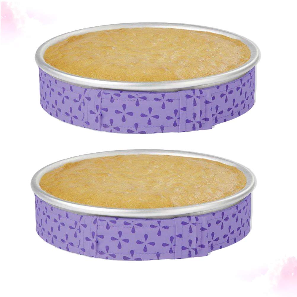 2pcs Adjustable Square Griddle Wraps - Even Bake Strip Belt for Round Cakes, Moist Baking Tool with Purple Ribbon - Perfect for Cake Decorating, Pastry Making & Home Baking