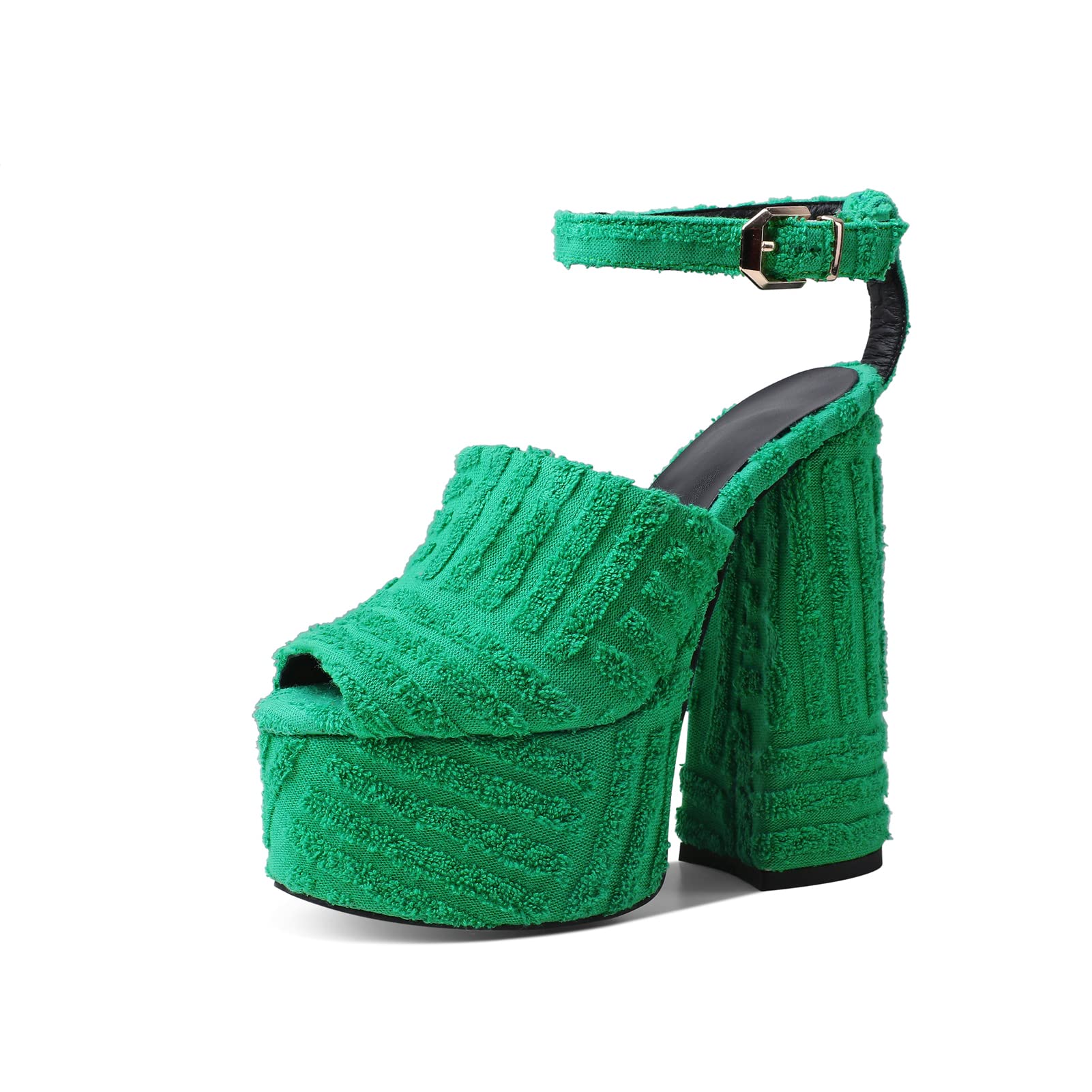 Women's Peep Toe Platform Sandals - Chunky High Heels with Ankle Strap Buckles | Comfortable Summer Dress Shoes for Weddings, Parties & Date Nights