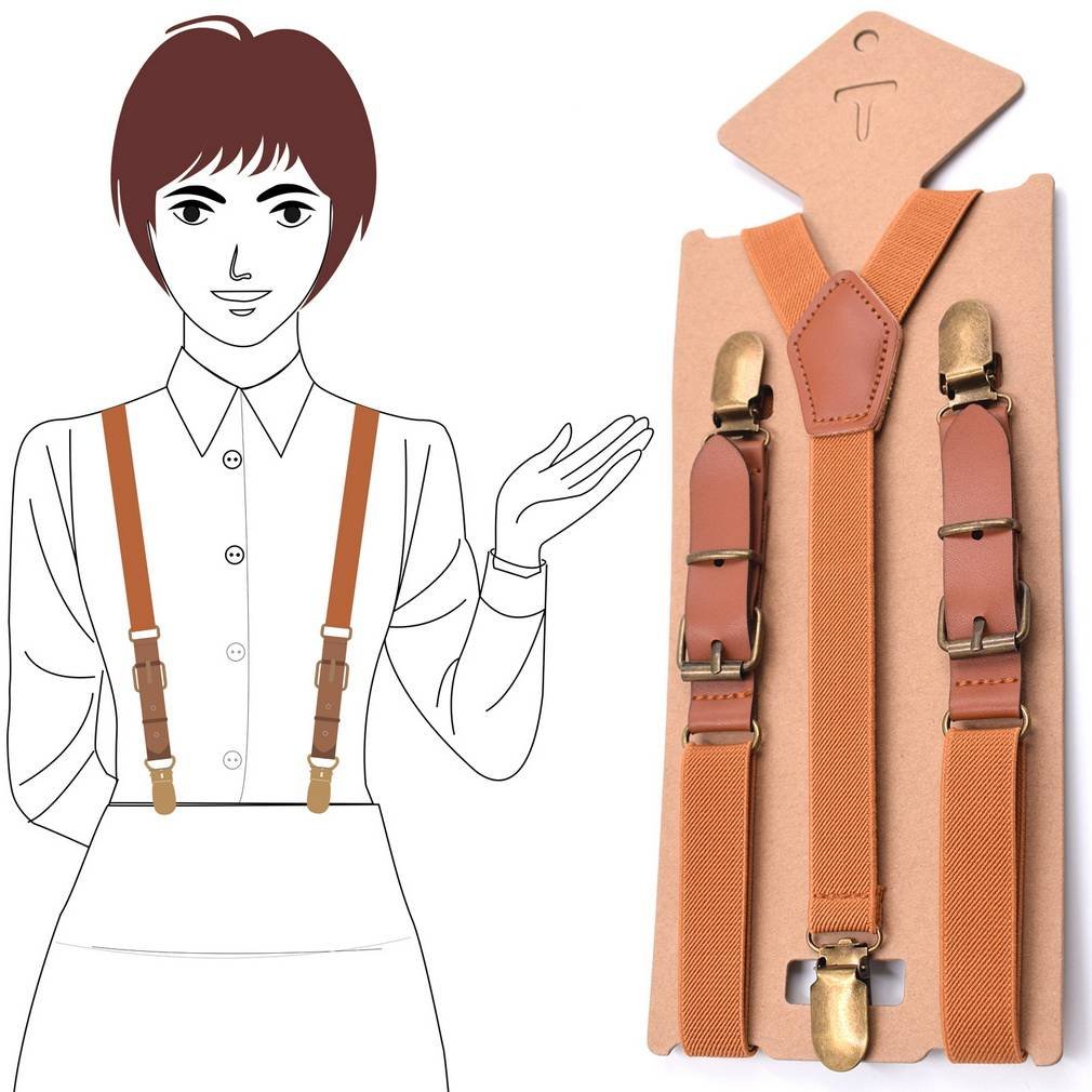 Unisex Y-Shape 3-Clip Elastic Suspenders for Work & Fashion