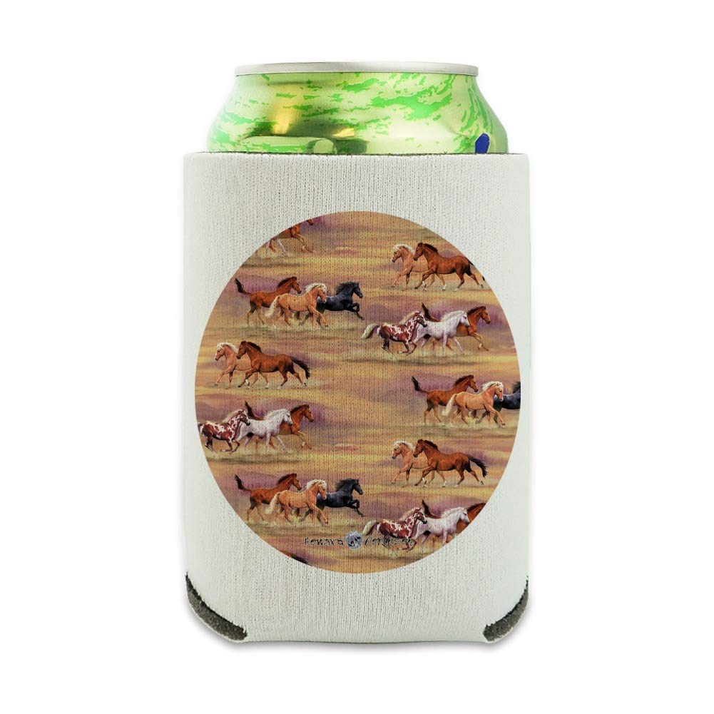 Wild Horses Running Pattern Insulated Can Cooler - Collapsible Drink Sleeve & Beverage Holder for Beer, Soda & Energy Drinks - Perfect for Camping, BBQs & Outdoor Adventures