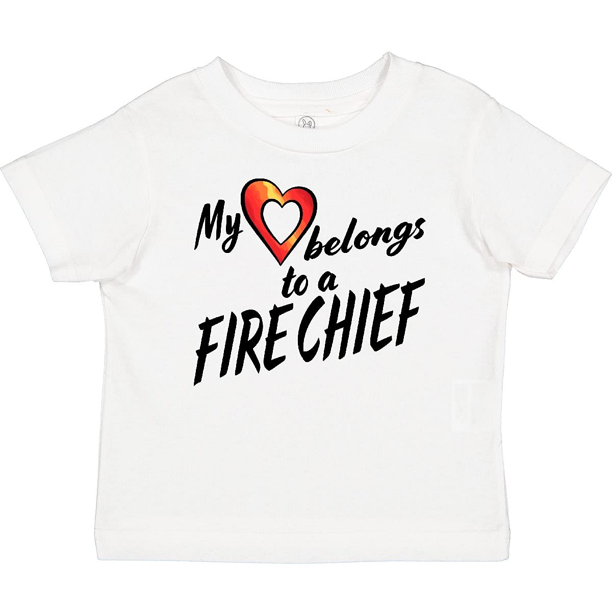 inktastic My Heart Belongs to a Fire Chief Red Heart Baby T-Shirt - Cute Outfit for Firefighter Appreciation Day & Family Events