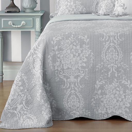 Bianca Florence Grey Bedspread - Luxury Soft Microfiber Queen Size Bedding Set for Master Bedroom & Guest Room Decor