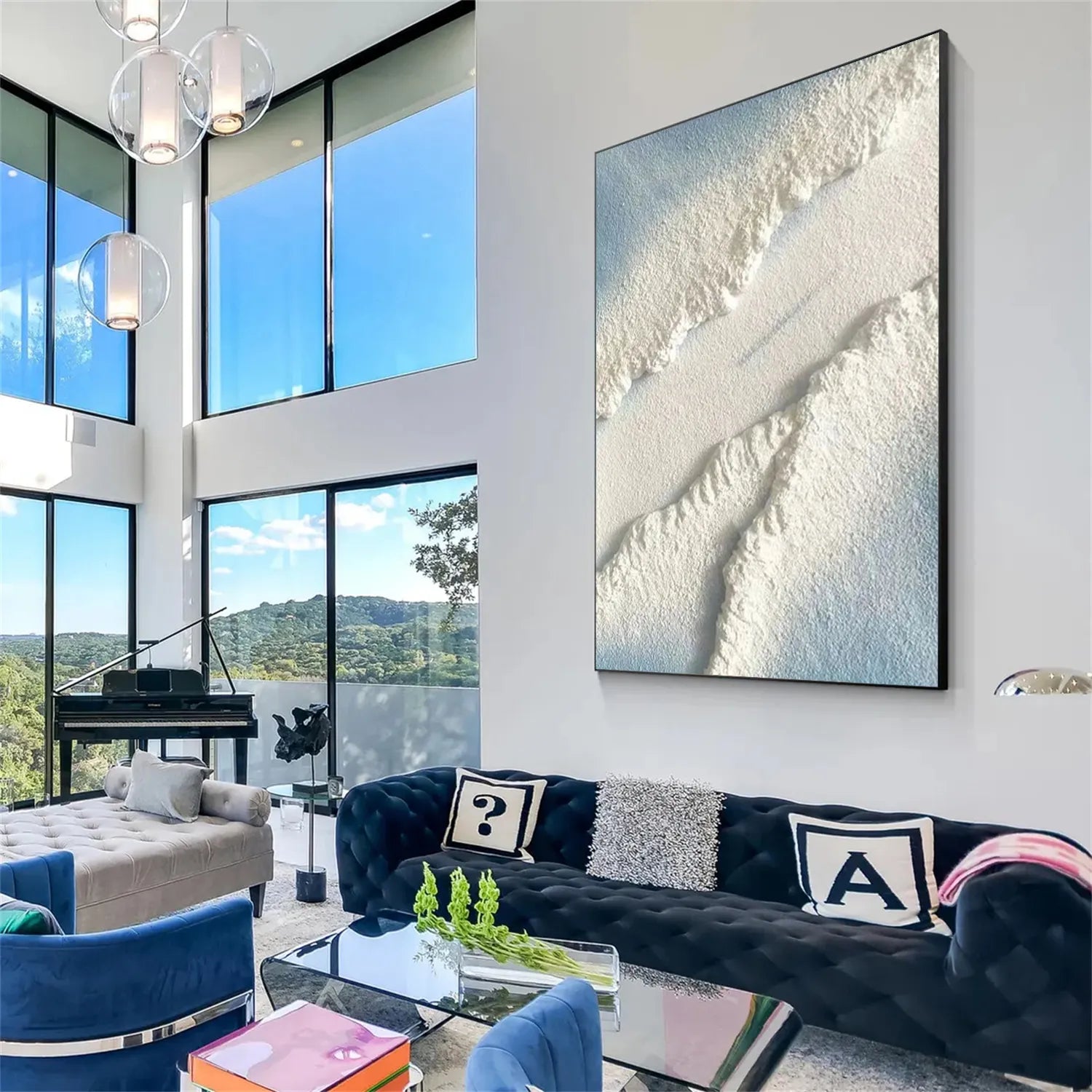 Ocean And Sky Painting #OS 190 - Handmade Canvas Wall Art for Home & Office Decor - Perfect for Living Room, Bedroom or Gift