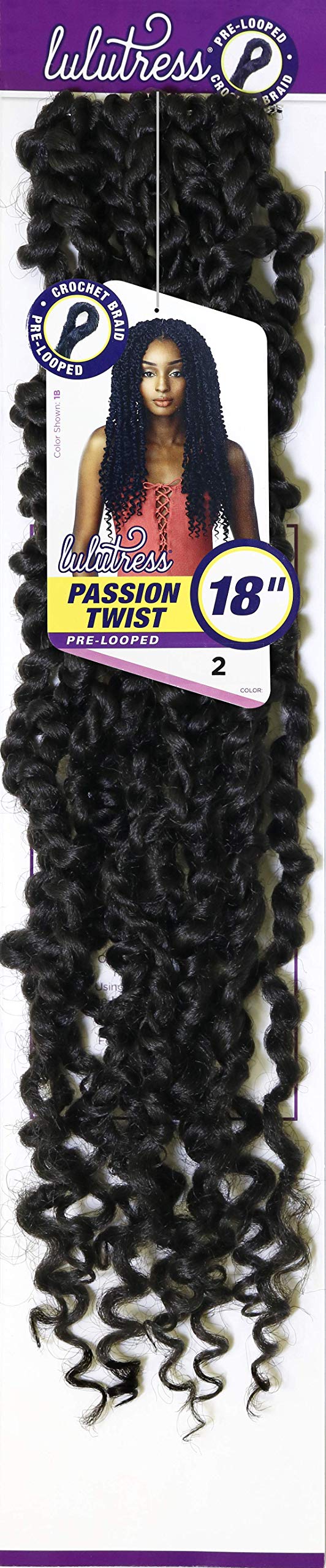 Sensationnel Lulutress Passion Twist Crochet Braids - 18 Inch (3-Pack, 30 Strands) | Pre-Twisted Synthetic Hair Extensions for Black Women | Perfect for Protective Styles, Twist Outs & Natural Hairstyles
