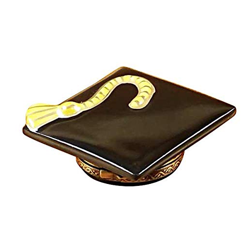 Authentic Limoges Porcelain Graduation Cap Figurine Box - Handcrafted in France - Perfect for Graduation Gifts & Collectible Display