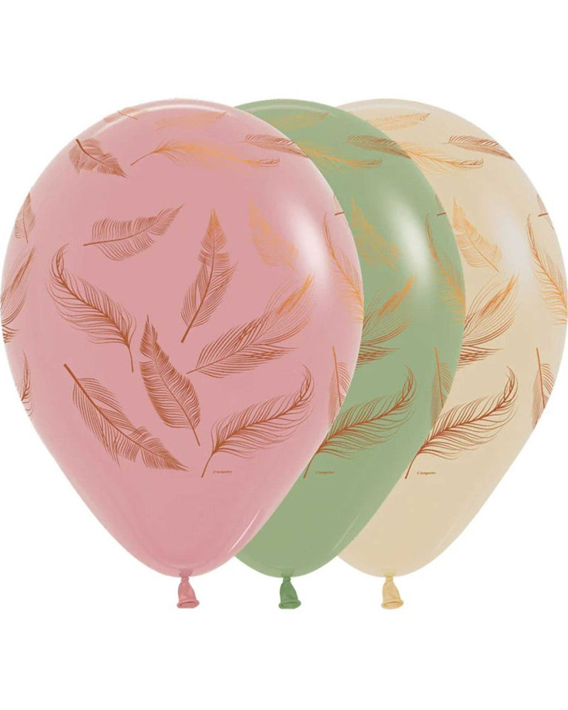30cm Assorted Color Feather Design Latex Balloons - Pack of 25 for Birthday Parties, Baby Showers & Wedding Decorations