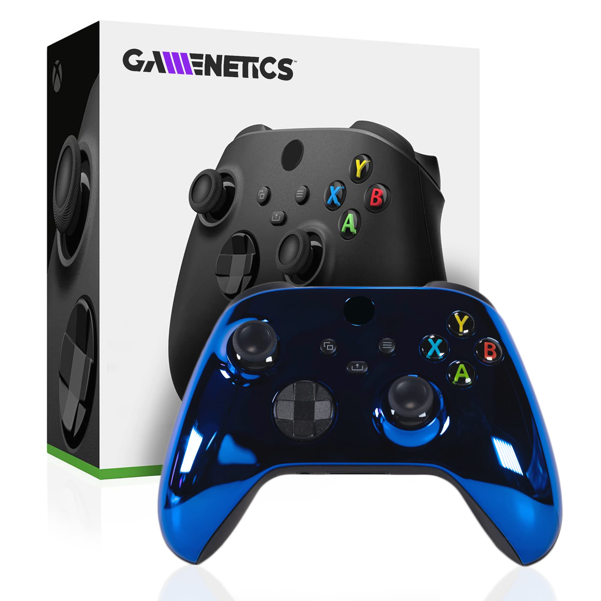 Gamenetics Wireless Bluetooth Controller for Xbox Series X/S & Xbox One - Custom Official Gamepad Remote (Chrome Blue) - Perfect for Gaming, Streaming & Multiplayer Sessions
