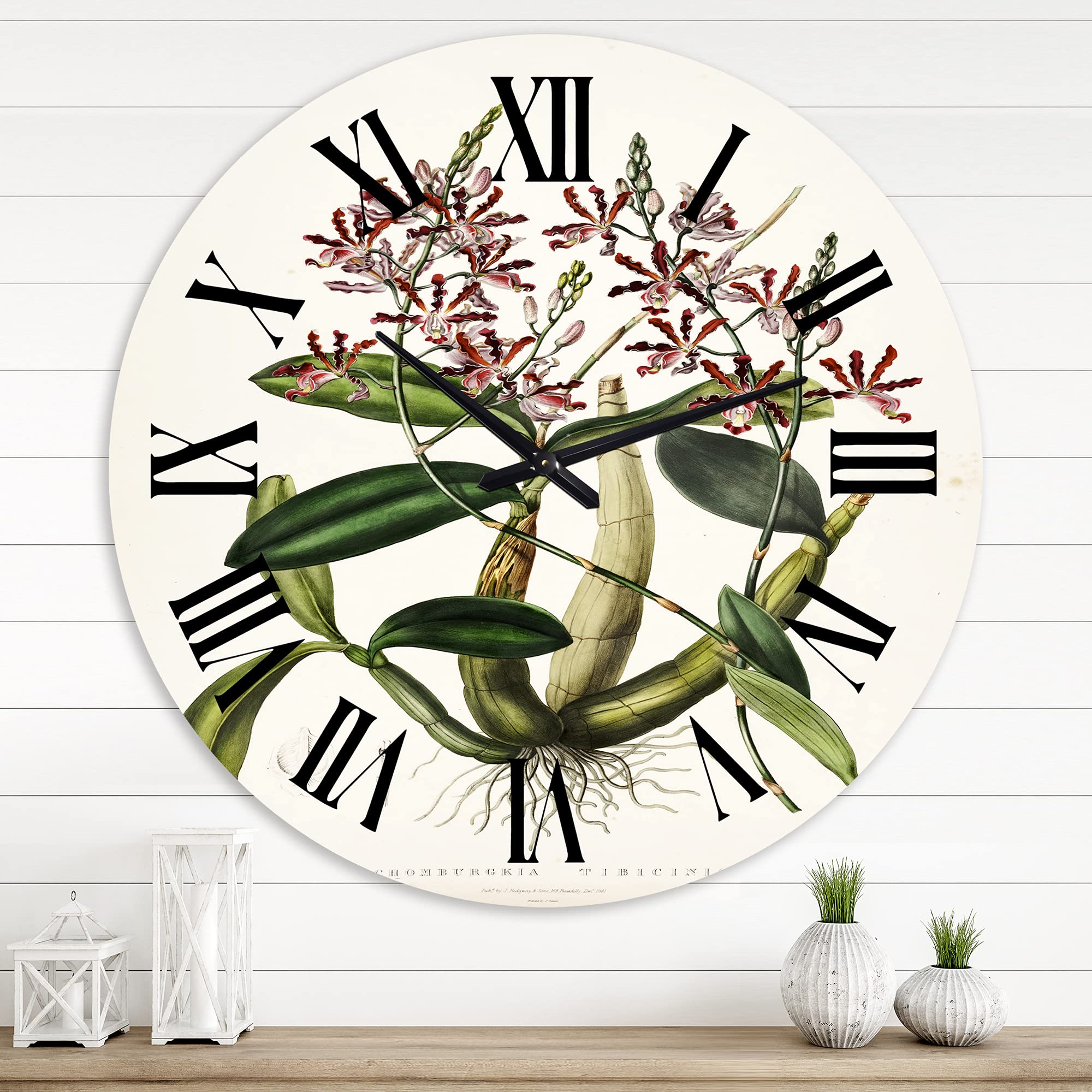 Vintage Floral Wall Clock - Large Traditional Botanical Design for Bedroom Decor | Perfect for Home, Office & Living Room Décor