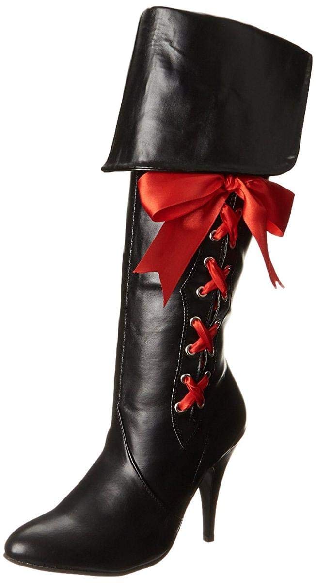 Women's Pirate Boots with Ribbon Lace-Up - Vintage Gothic Cosplay Shoes Size 9 - Perfect for Halloween Costumes, Renaissance Fairs & Steampunk Outfits