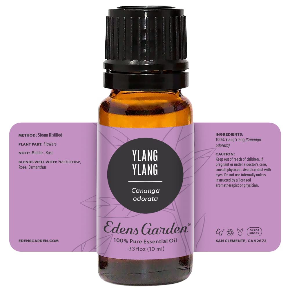 Edens Garden Ylang Ylang Essential Oil - 100% Pure Undiluted Therapeutic Grade for Aromatherapy, Diffusers, Skin Care & Relaxation | Natural Fragrance Oil for Massage, Candles & DIY Beauty (10ml/0.33 fl oz) | Perfect for Stress Relief, Spa Days & Home Scenting
