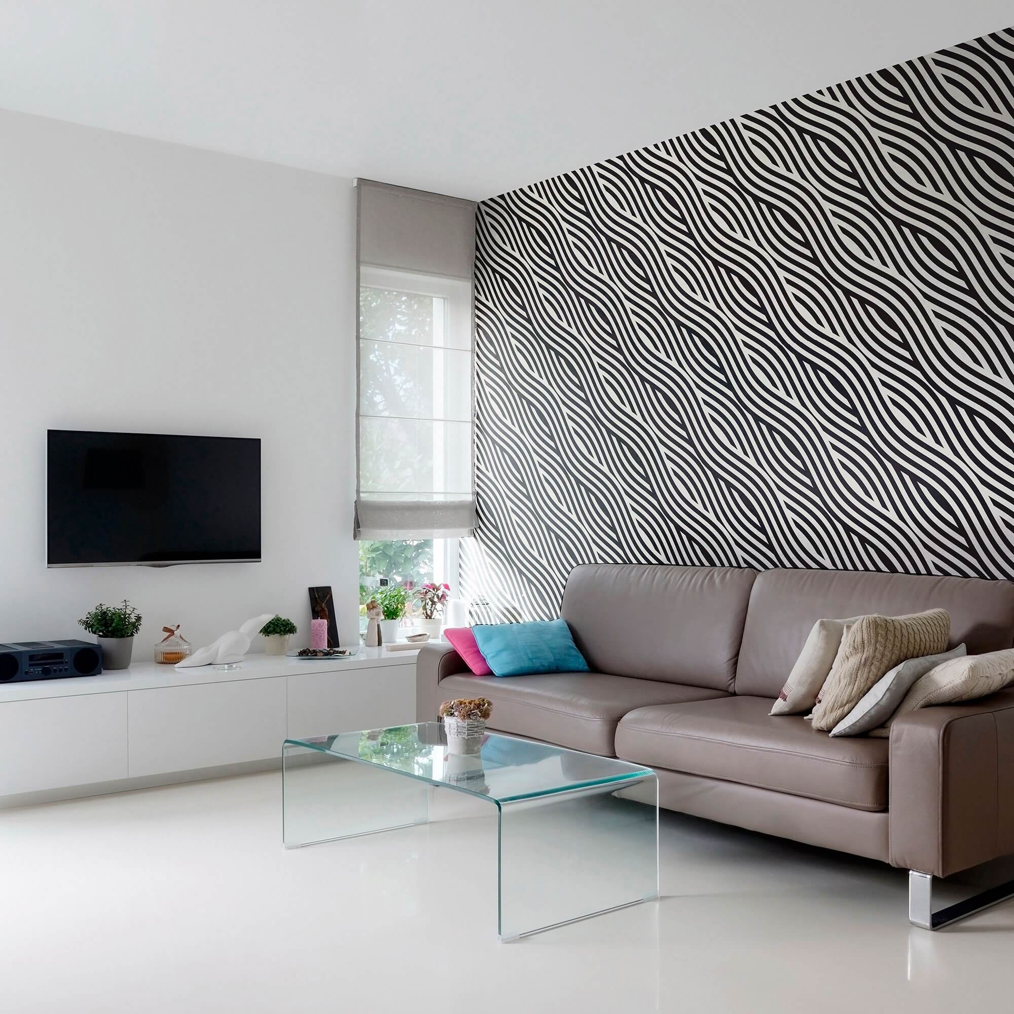 Black and White Striped Peel and Stick Removable Wallpaper - Self-Adhesive Decorative Wall Covering for Bedroom, Living Room, Nursery & Office Decor