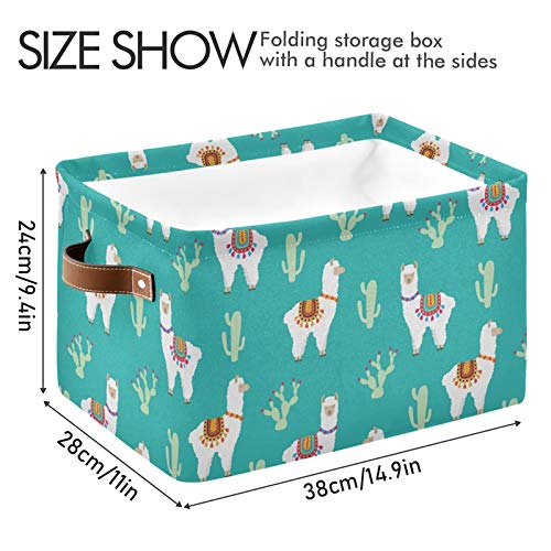 SEULIFE Large Foldable Storage Basket Organizer - 2 Pack Collapsible Cactus & Llama Alpaca Design, Kids Toy Storage Box with Handles for Nursery, Bathroom, Closet Organization | Perfect for Home Decor & Playroom Storage
