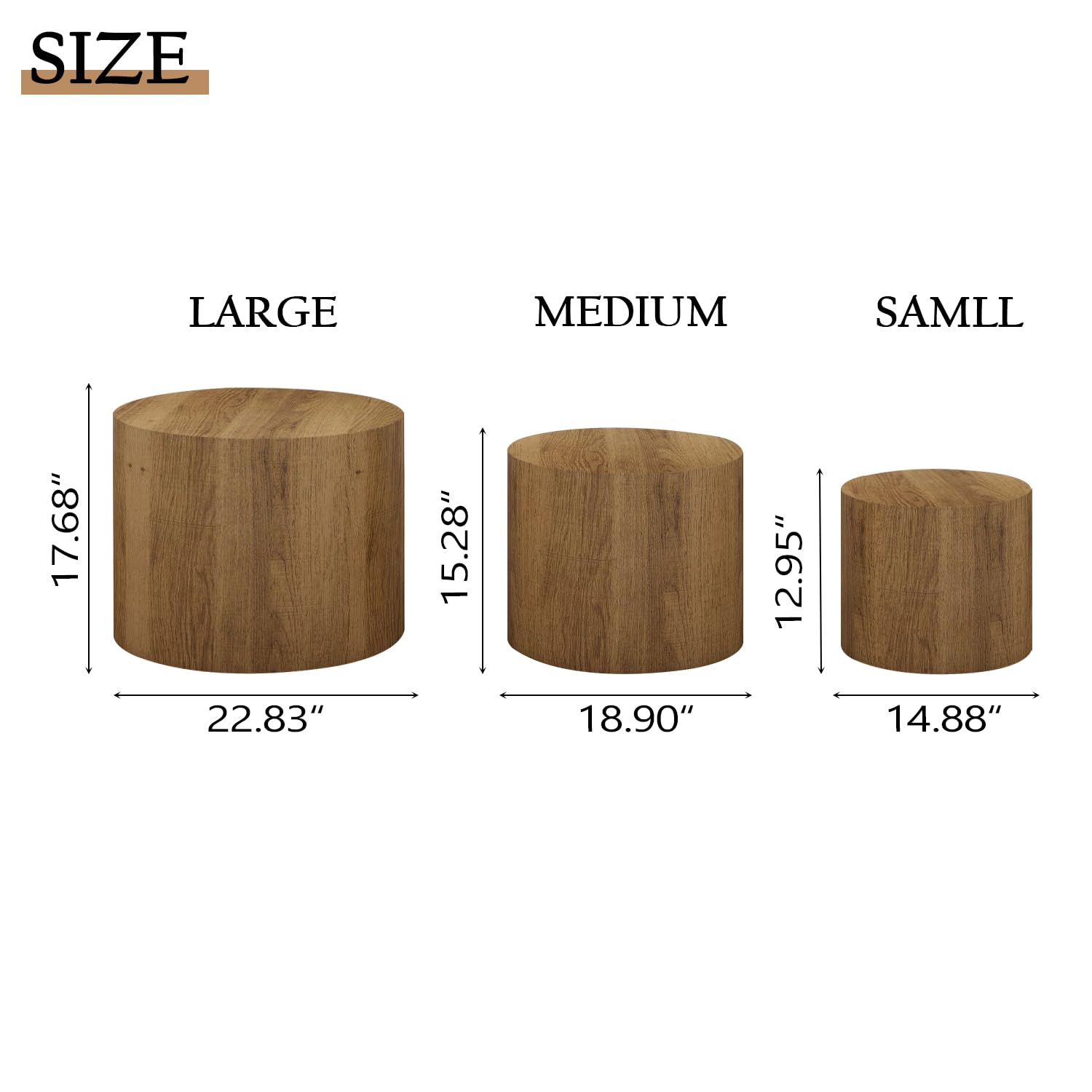 Vikiullf 3-Piece Round Wooden Nesting Coffee Table Set - Modern Space-Saving Design for Living Room, Bedroom & Office - No Assembly Required Accent Side Tables & End Tables - Perfect for Small Spaces, Apartments & Home Decor