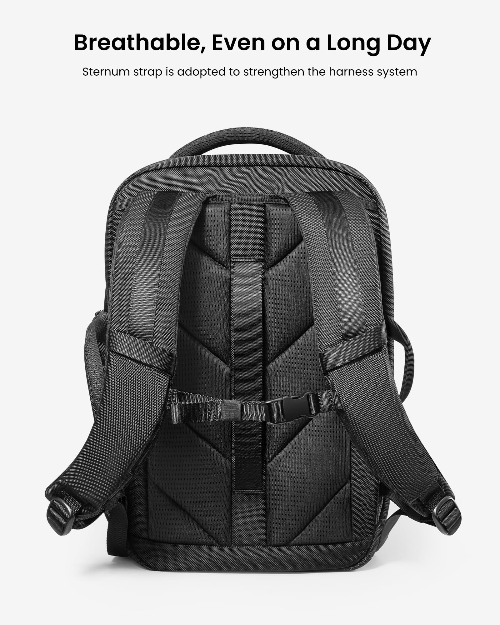 tomtoc X-Pac Techpack Business Laptop Backpack - Waterproof 16-inch MacBook Pro Case, Slim Professional Commuter Backpack for Men & Women (Black) - Perfect for Office, Travel & Urban Commuting