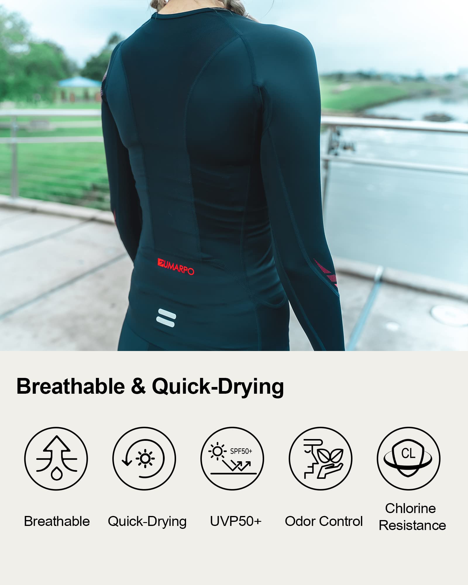 SUMARPO Men's Compression Shirts - Muscle Support Workout & Recovery Tight Long Sleeve Shirt with UPF50+ Sun Protection & Breathable Fabric - Ideal for Gym, Running, Cycling & Sports Training
