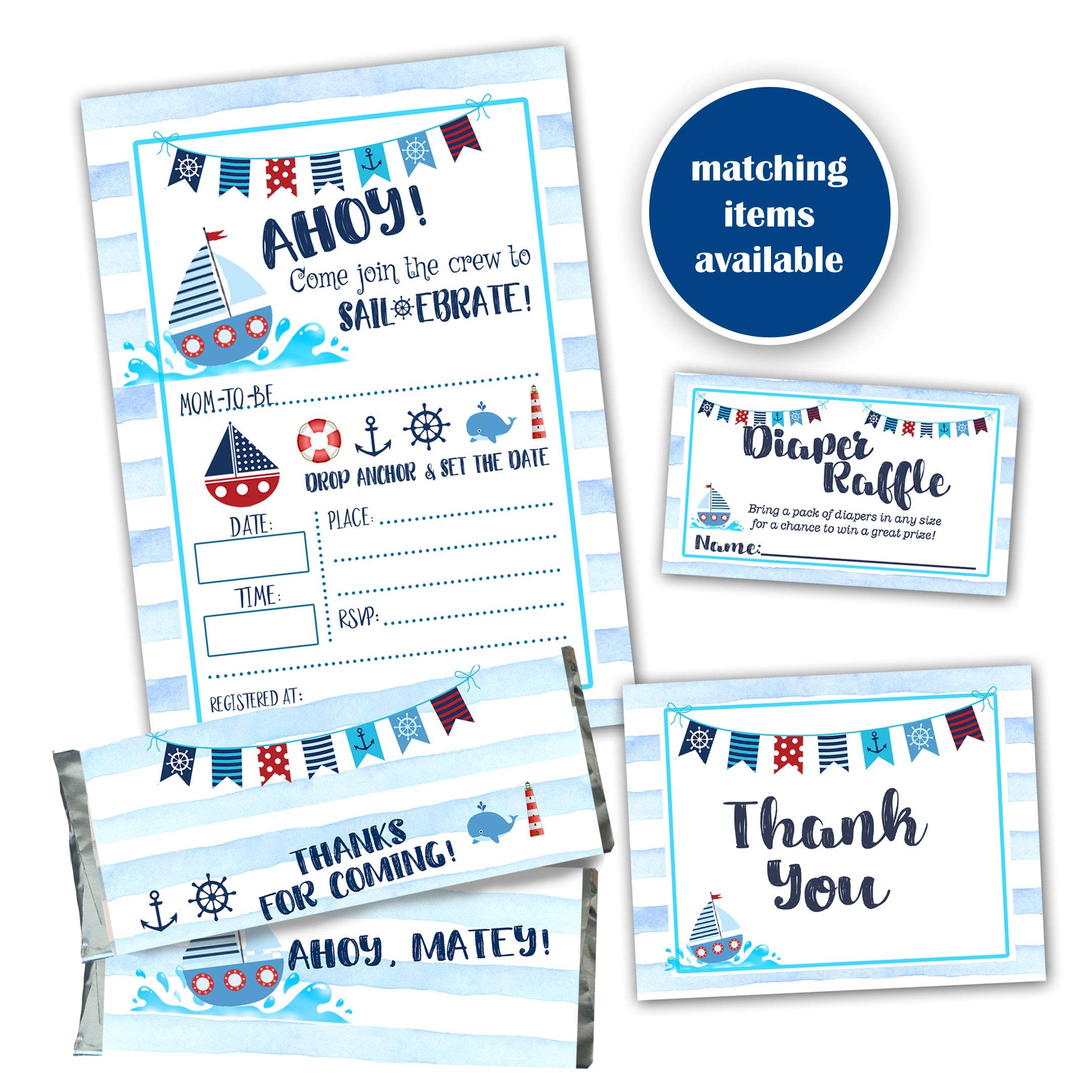 40-Piece Nautical Baby Shower Book Inserts Set - Perfect for Baby Showers, Birthdays & Nursery Decor | Gender Neutral Ocean-Themed Party Favors