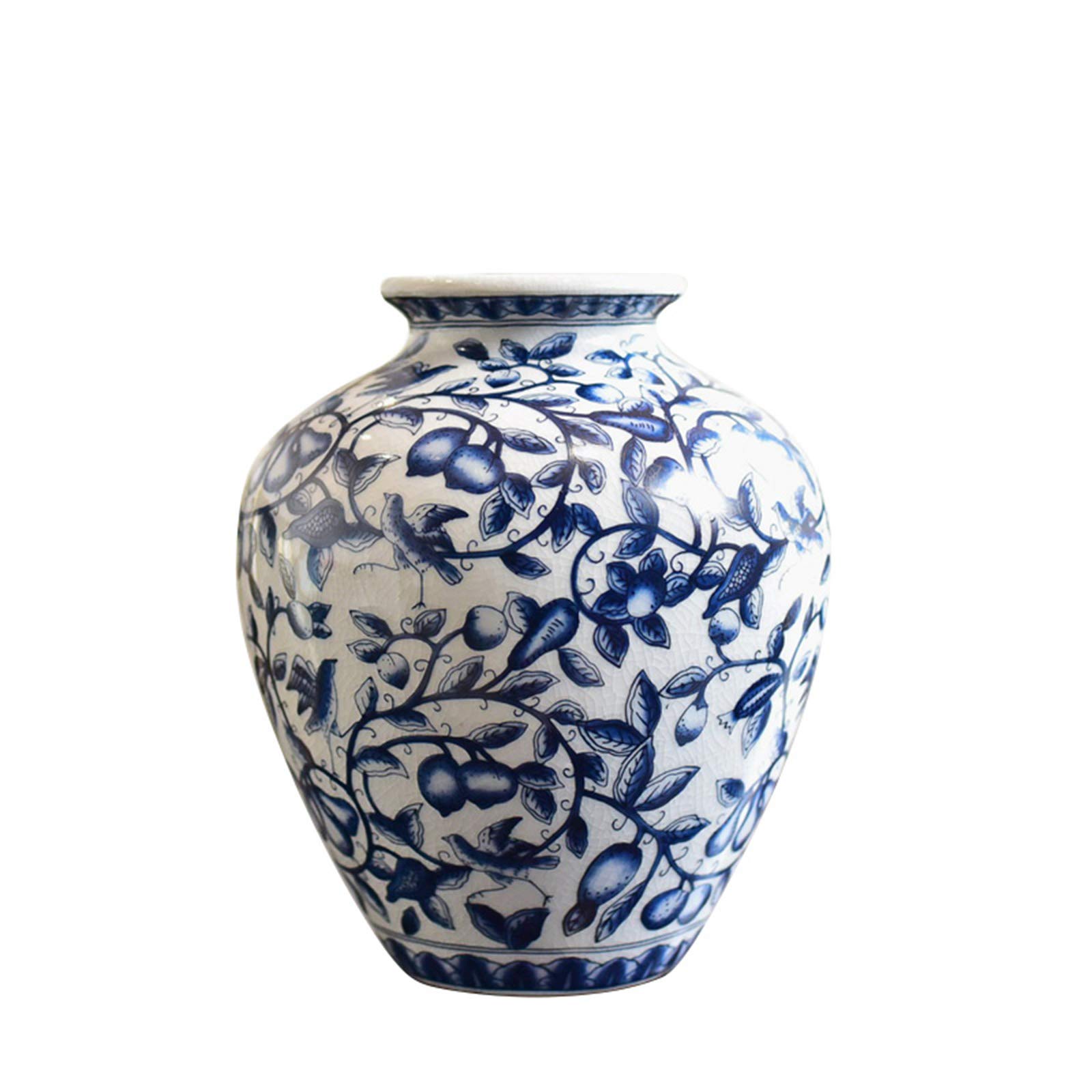 ADAEWO Decorative Countertop Vase - 18x21.5cm Retro Ceramic Flower Vase for Dried Flowers, Home Decor, Wedding Gift | Perfect for Living Room, TV Cabinet, Dining Table & Coffee Table Decor