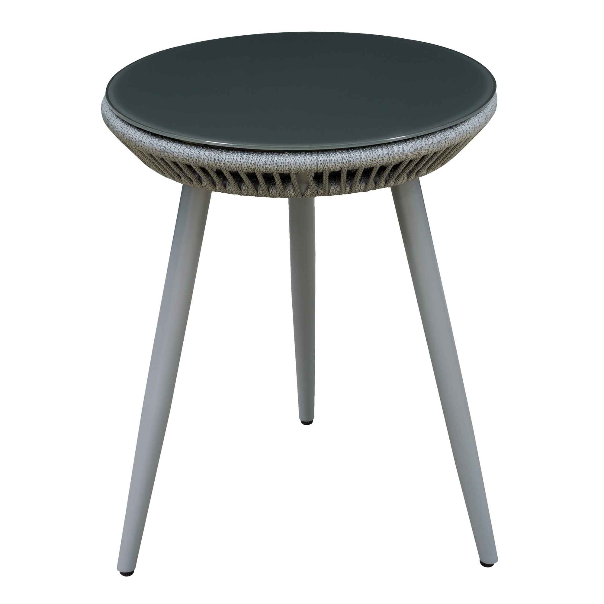 Echo 3-Piece Aluminum Patio Set with Tempered Glass Table Top - Grey DG58 | Outdoor Dining & Relaxing on Balcony, Deck or Garden