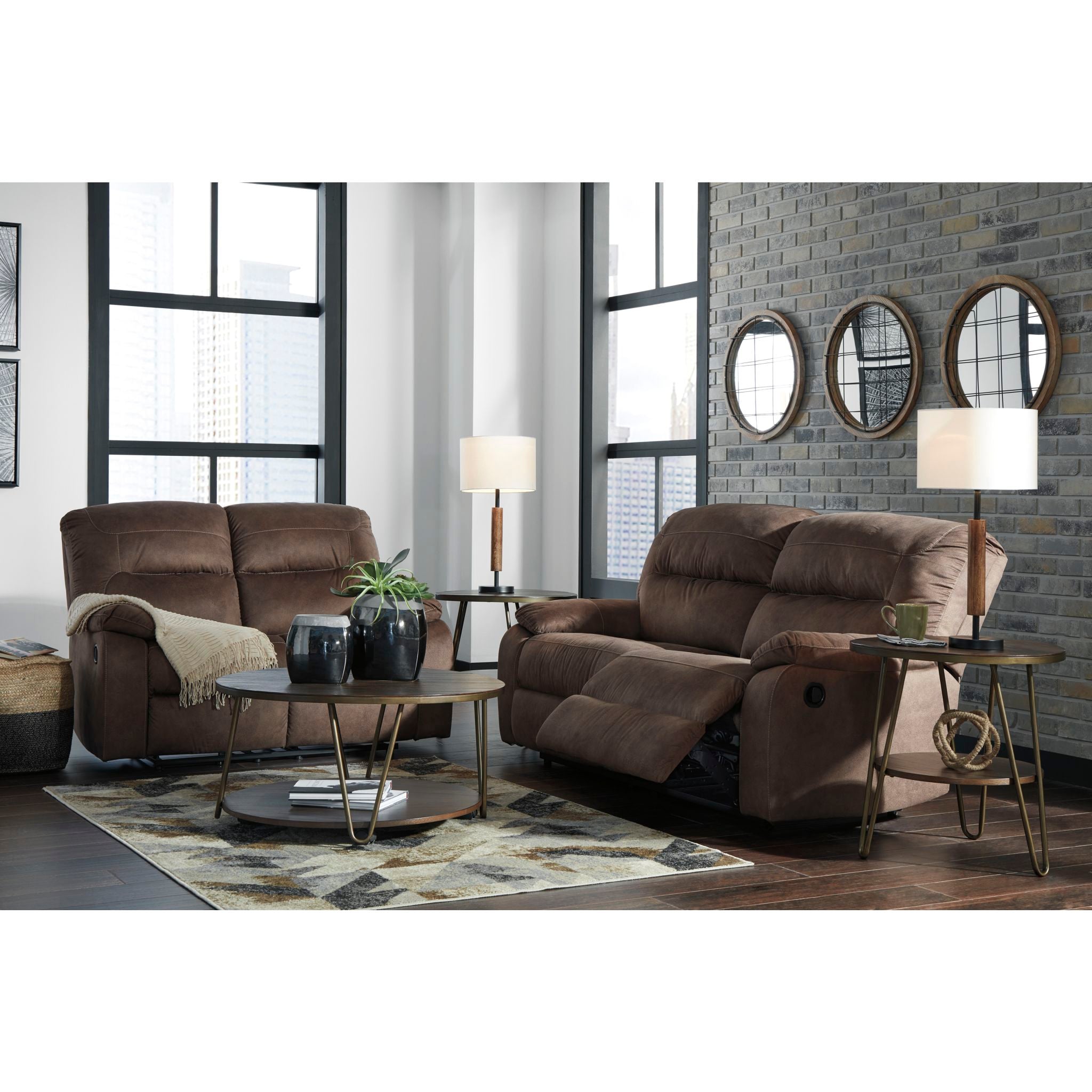 Bolzano Reclining Sofa - Modern Comfortable Leather Recliner for Living Room, Home Theater, and Office - Coffee Brown
