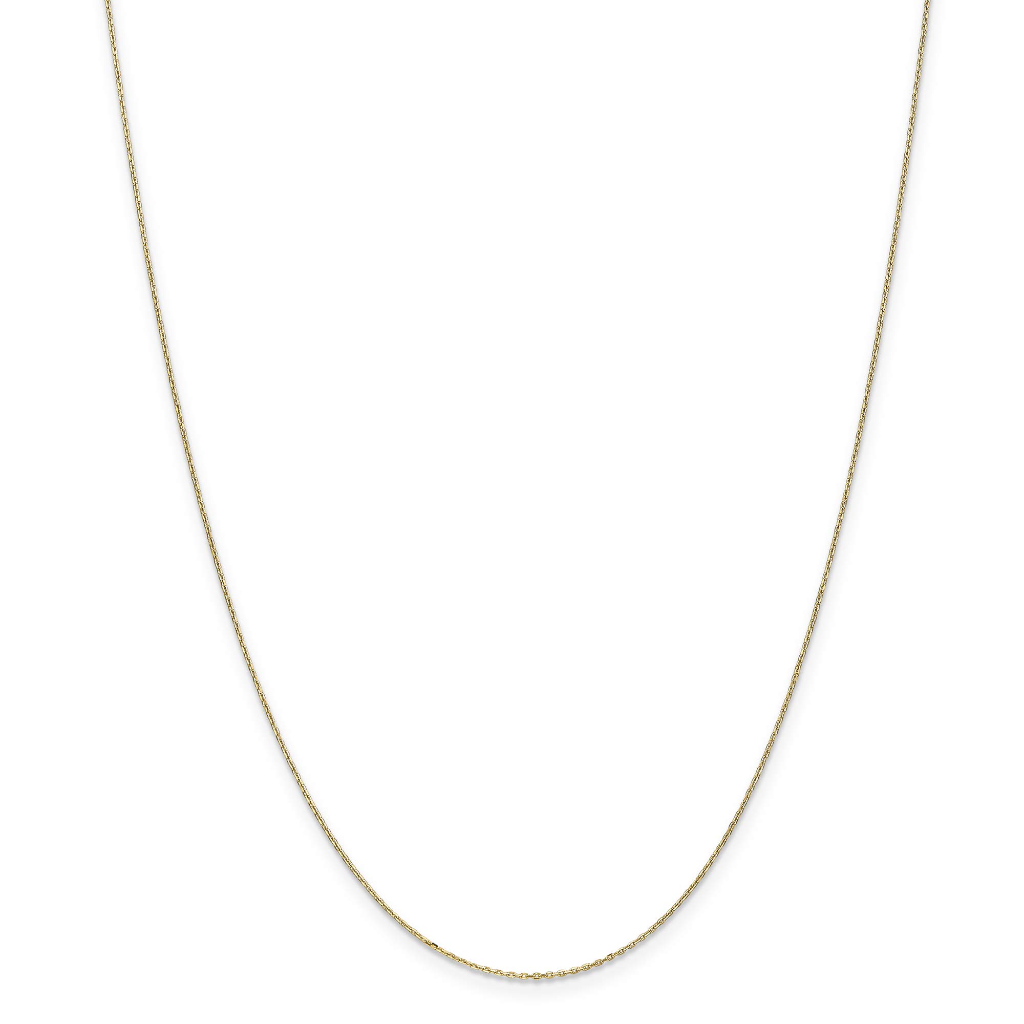 14K Yellow Gold 16 Inch 0.6mm Diamond-Cut Cable Necklace Chain for Women - Elegant Layering Piece for Everyday Wear, Gift Giving & Special Occasions