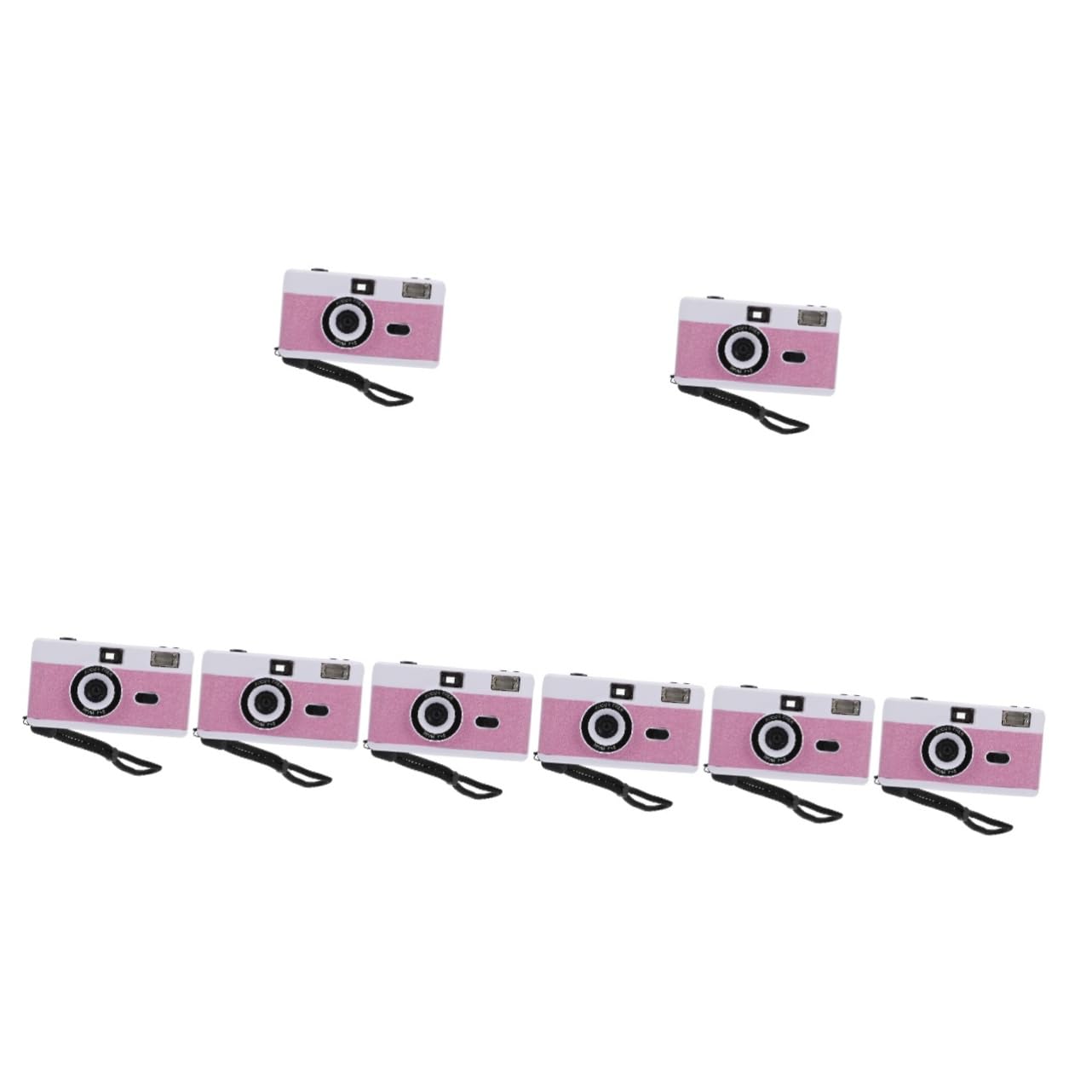 PartyKindom 8-Piece Retro Film Camera Set - Plastic Mini ABS Camera with Built-in Flash, Vintage Style Travel Camera in Macaron White - Perfect for Parties, Travel & Photography Enthusiasts