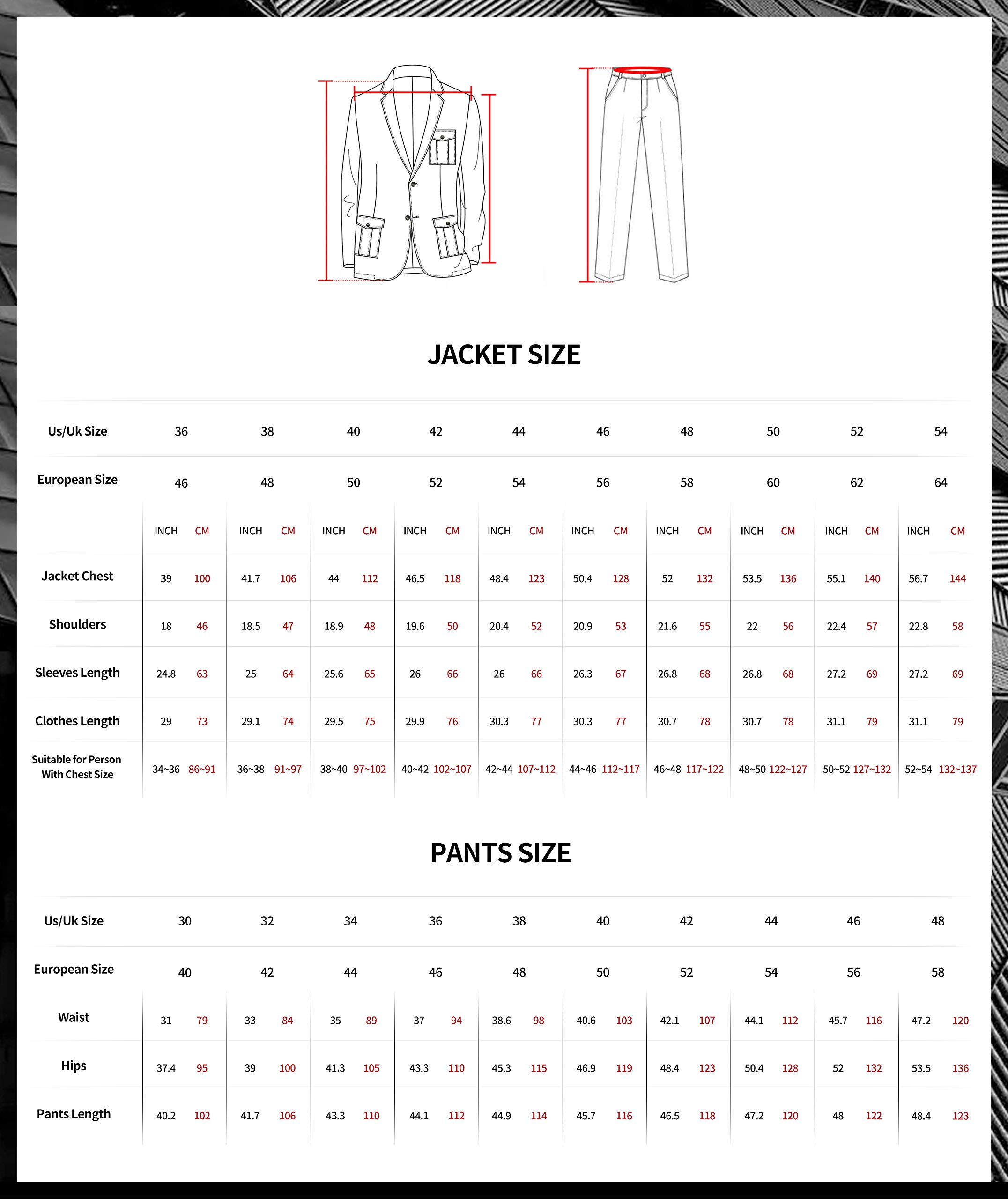 Kromoc Men's 3 Piece Slim Fit Wedding Tuxedo Suit - Formal Suit Jacket, Waistcoat & Trousers for Groom, Prom, Business & Special Occasions