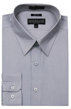 DANIEL ELLISSA Men's Slim Fit CVC Dress Shirt DS3003 - Classic Grey for Business & Casual Wear | Office, Party & Formal Occasions
