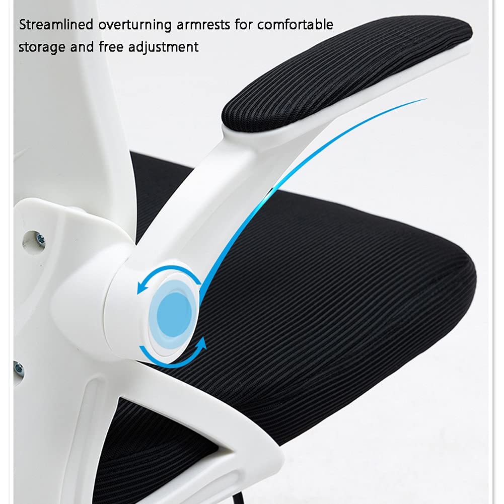 Ergonomic Office Chair with Flip-Up Arms - Adjustable Computer Desk Chair for Home Office, Gaming, Bedroom & Meeting Room - Comfortable Grey Task Chair for Long Hours of Work or Study