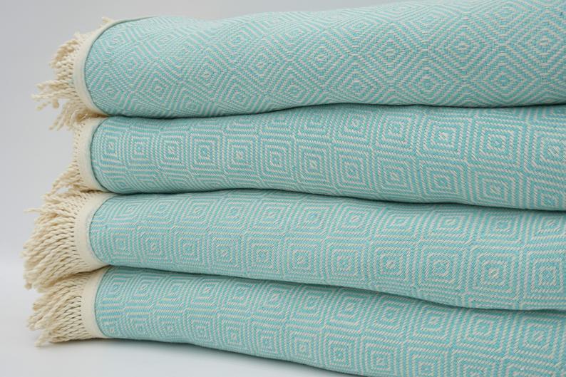 100% Cotton Round Beach Towel - Soft & Absorbent Mint Green Bath Towel for Pool, Beach, Yoga & Travel