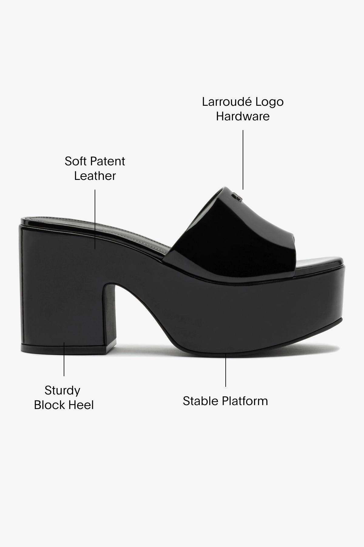 Black Patent Leather Miso Platform Mule Shoes - Comfortable High Heels for Women | Perfect for Office, Parties & Evening Events