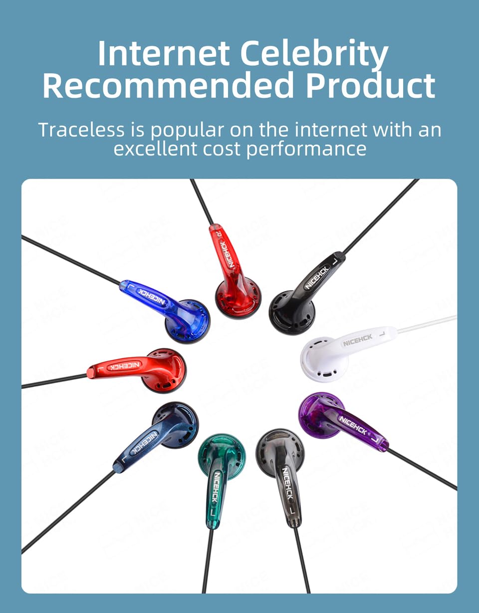 Yuandao 3.5mm Wired Earbuds - HiFi Audiophile Earphones with Deep Bass, No Mic, Stereo Sound | Compatible with iPhone, Android, PC, MacBook, Laptop, Tablet | Perfect for Music, Gaming & Work | 5-Year Warranty