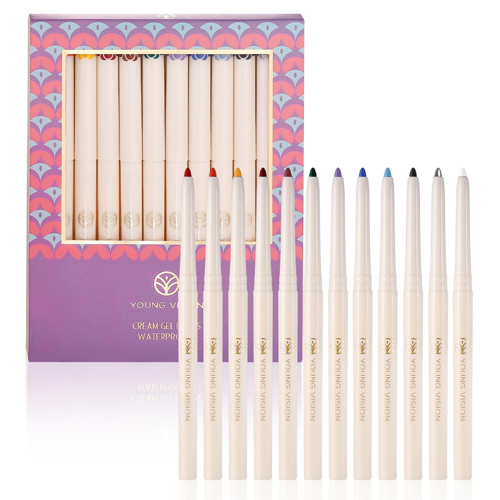 12 Colors Soft Eyeliner Pencil Set - Waterproof, Sweatproof & Long-Lasting (12 Hours) | Retractable Smooth Eye Liner for Women | Perfect for Daily Makeup, Party & Special Occasions