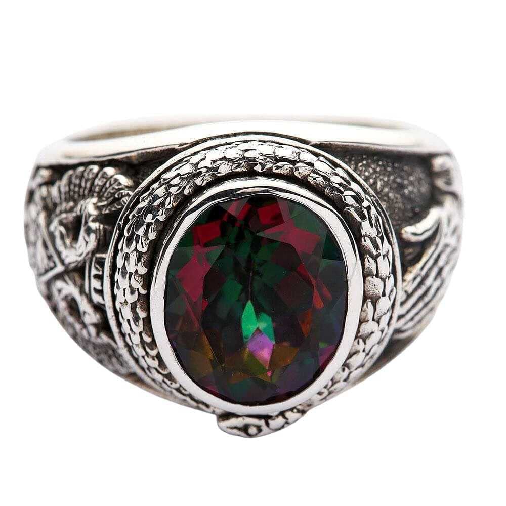 Sterling Silver Mystic Topaz Praying Hands Gothic Ring for Men & Women - Unique Biker Jewelry for Motorcycle Riders & Gothic Fashion Lovers - Perfect for Everyday Wear, Special Occasions & Gift Giving