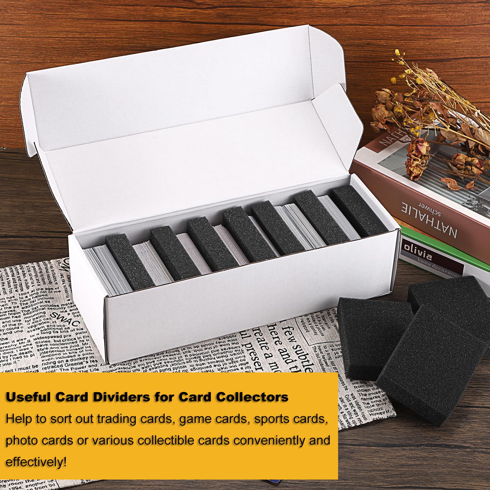 OwnMy 50PCS Shock-Absorbing Sponge Trading Card Dividers - Perfect for Trading Card Storage Boxes, Game Card Organizers & Collectible Card Protection - Ideal for MTG, Pokemon, Yu-Gi-Oh & Sports Card Collections