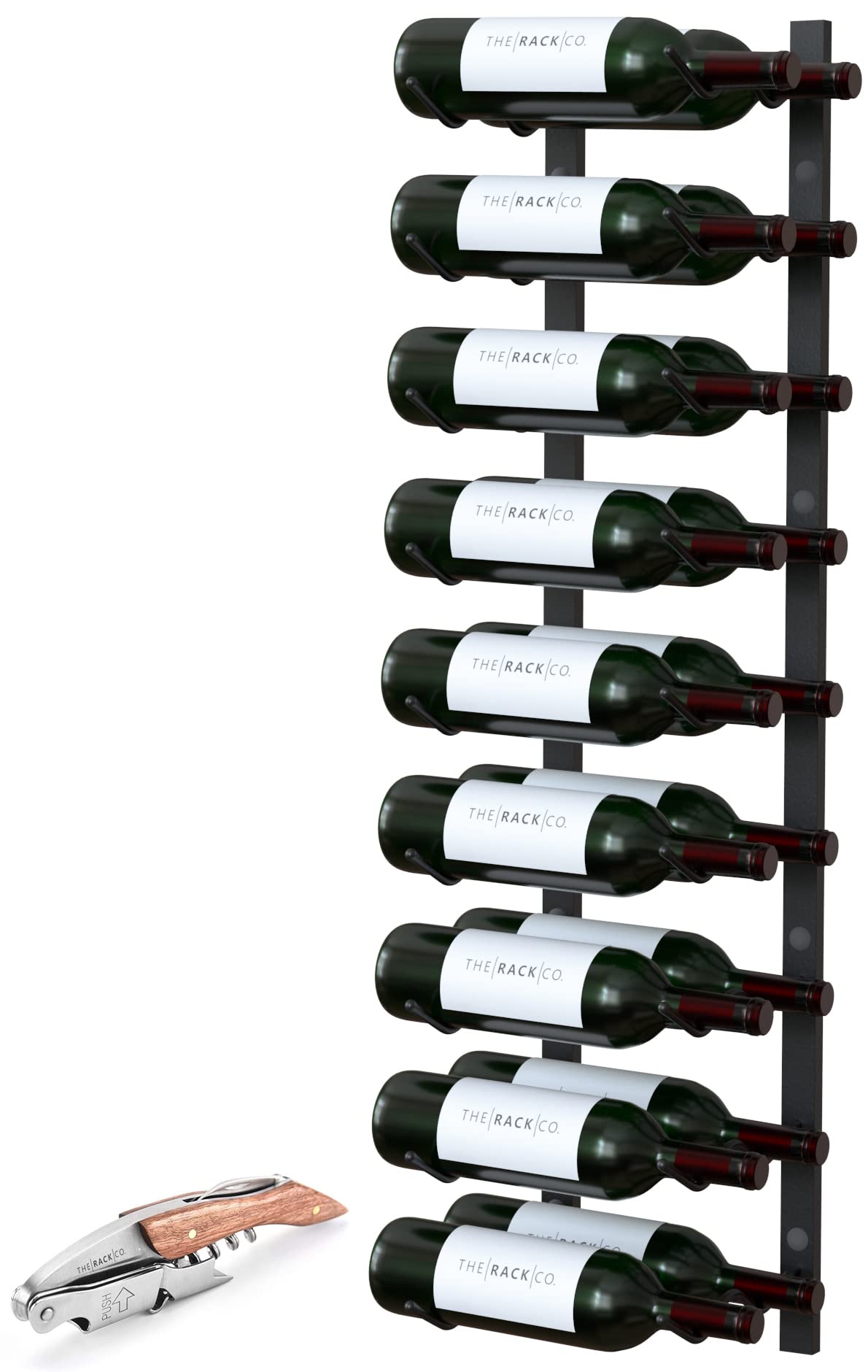 Y-Furniture 18-Bottle Wall Mounted Wine Rack - Sturdy Steel Wine Storage for Kitchen, Dining Room & Bar Decor
