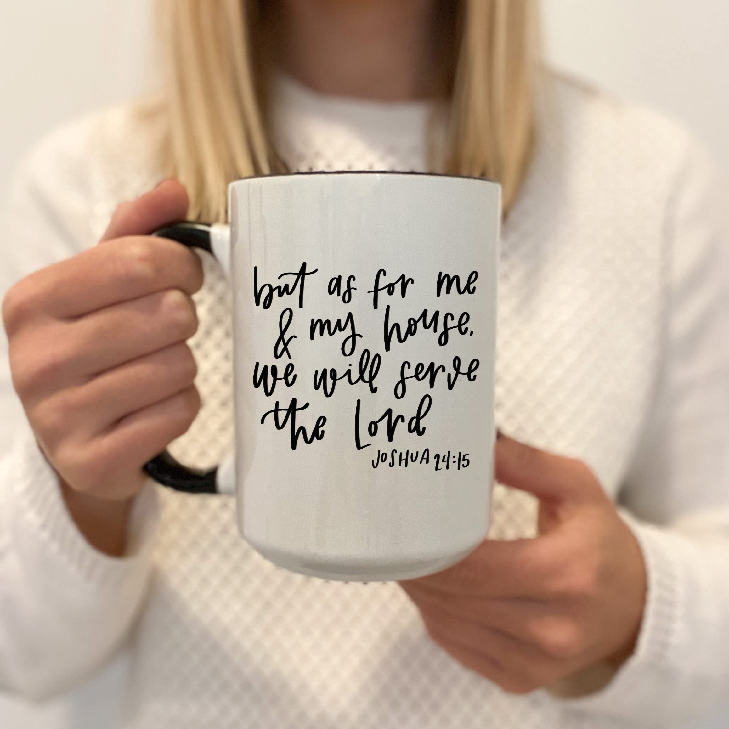 Christian Coffee Mug with Bible Verse - Joshua 24:15 (11oz, White) for Faithful Morning Brews