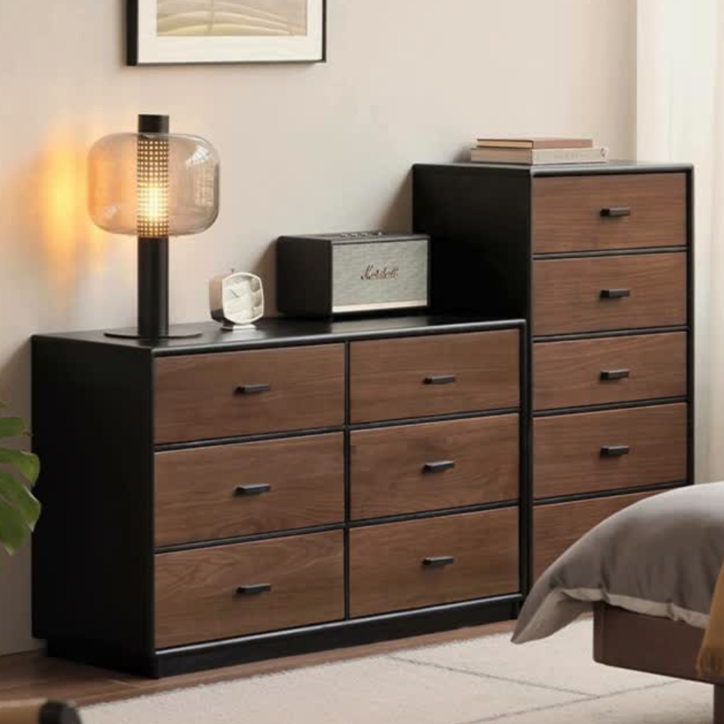Solid Oak Wood Italian Light Luxury Chest of Drawers - Elegant Bedroom Dresser for Master Suite & Guest Room Storage