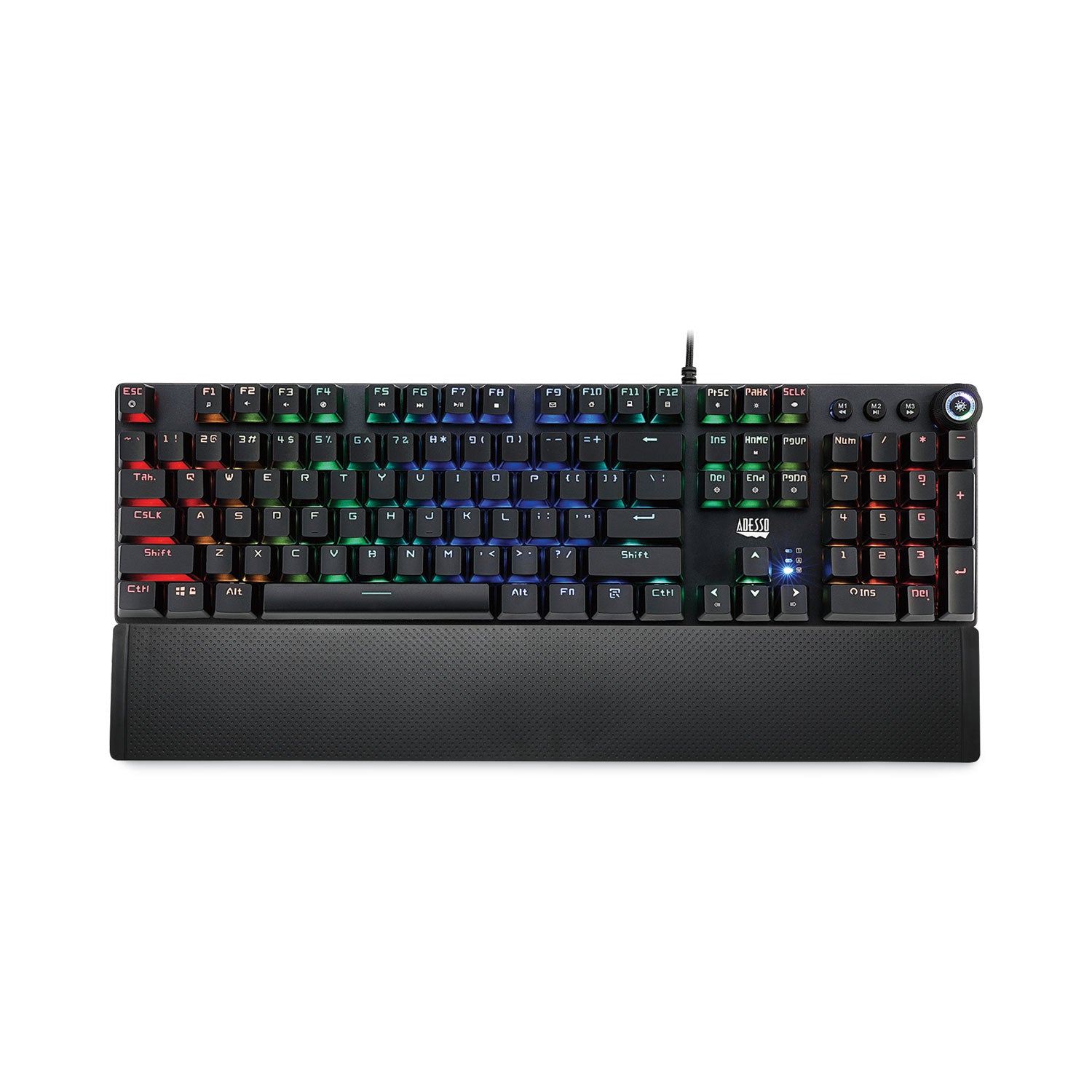 Adesso RGB Backlit Programmable Mechanical Gaming Keyboard - 108 Keys with Detachable Magnetic Wrist Rest - Cherry MX Switches - Anti-Ghosting - for PC/Mac Gamers - Perfect for FPS, MOBA & Esports Gaming