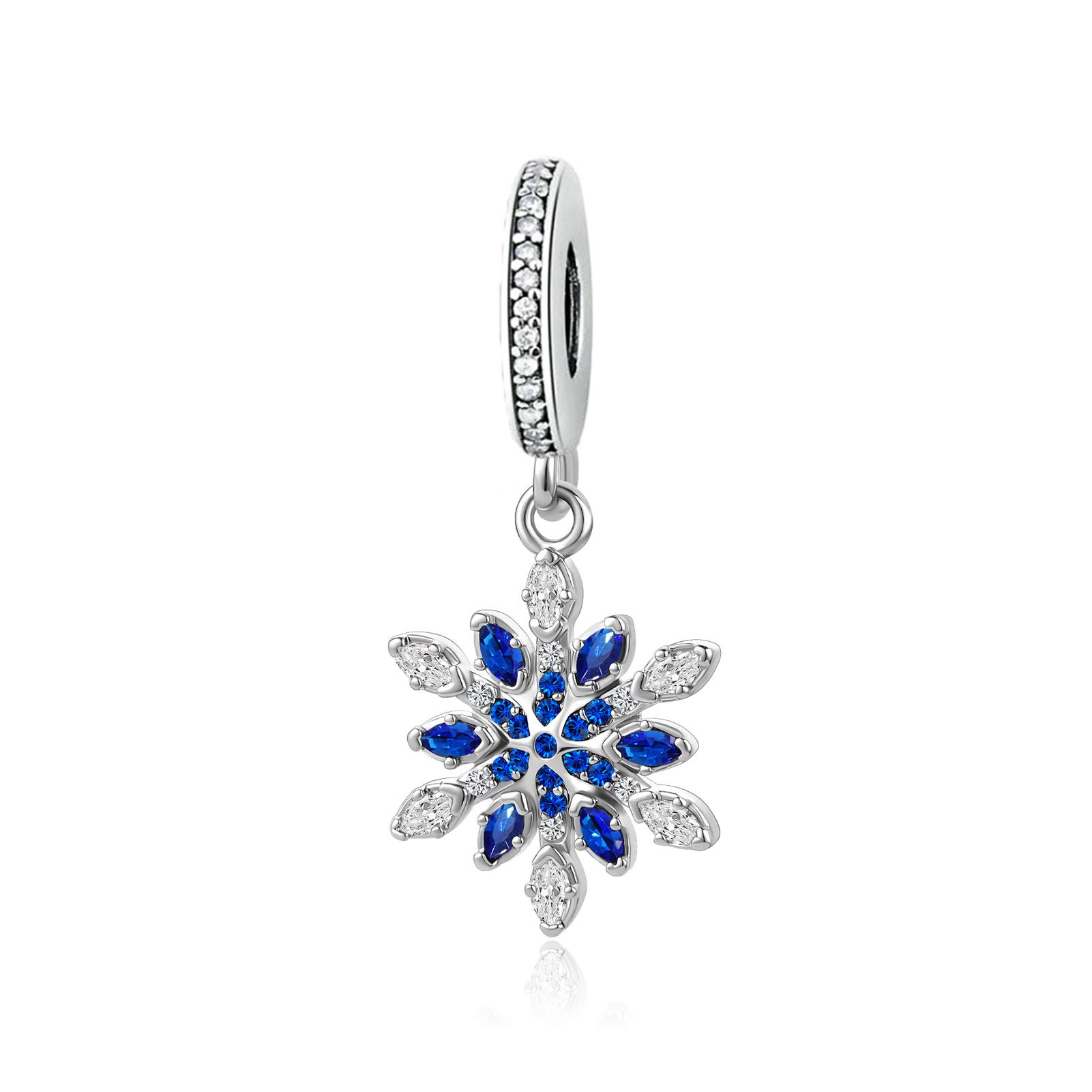 Blue Crystal Snowflake Charm for Pandora Bracelets - Elegant Winter Jewelry Gift for Women, Christmas & Holiday Accessories | Perfect for Parties, Weddings & Special Occasions