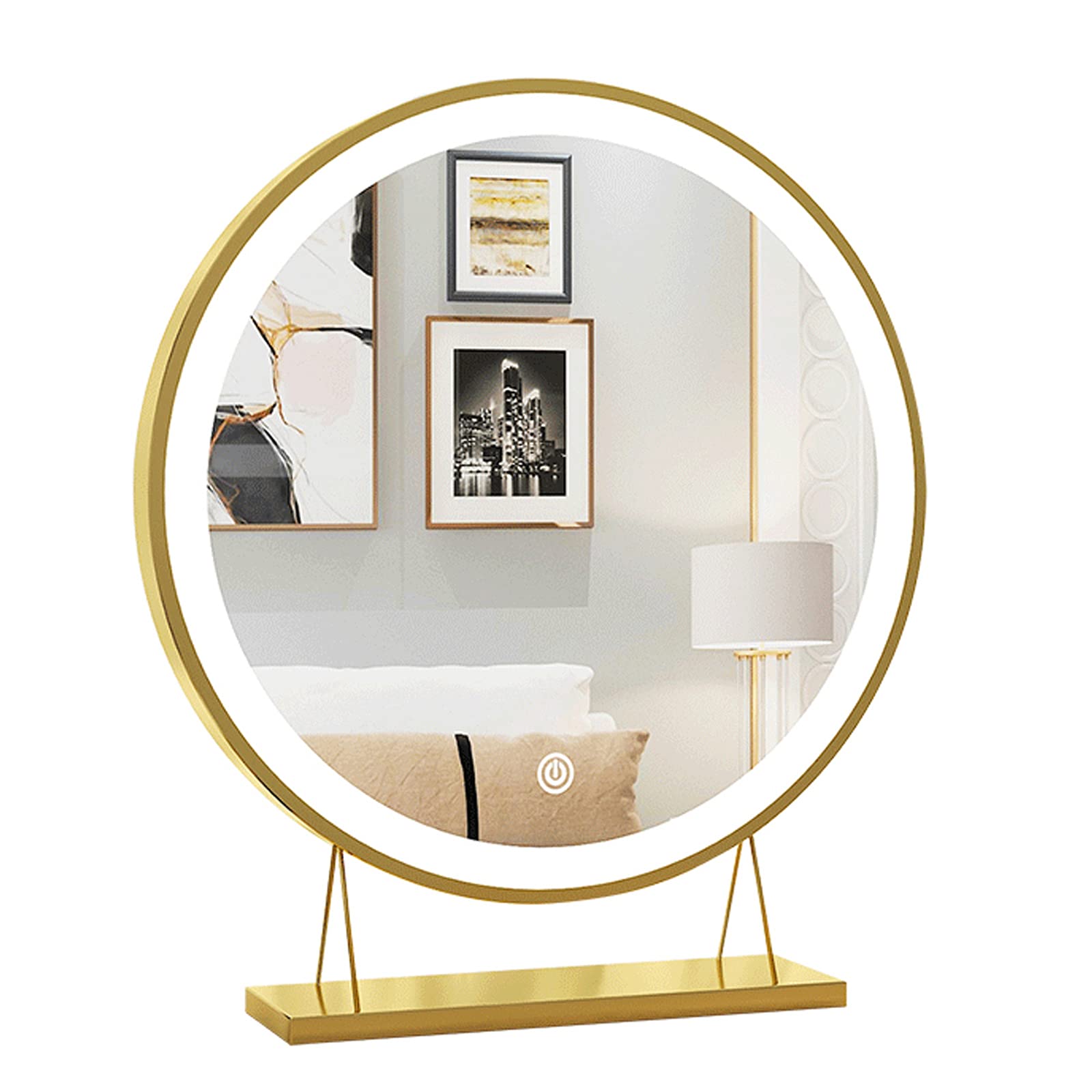 Golden 40cm LED Makeup Mirror with Touch Control - Illuminated Vanity Mirror for Bedroom, Dresser & Tabletop - Perfect for Makeup Application, Skincare & Grooming