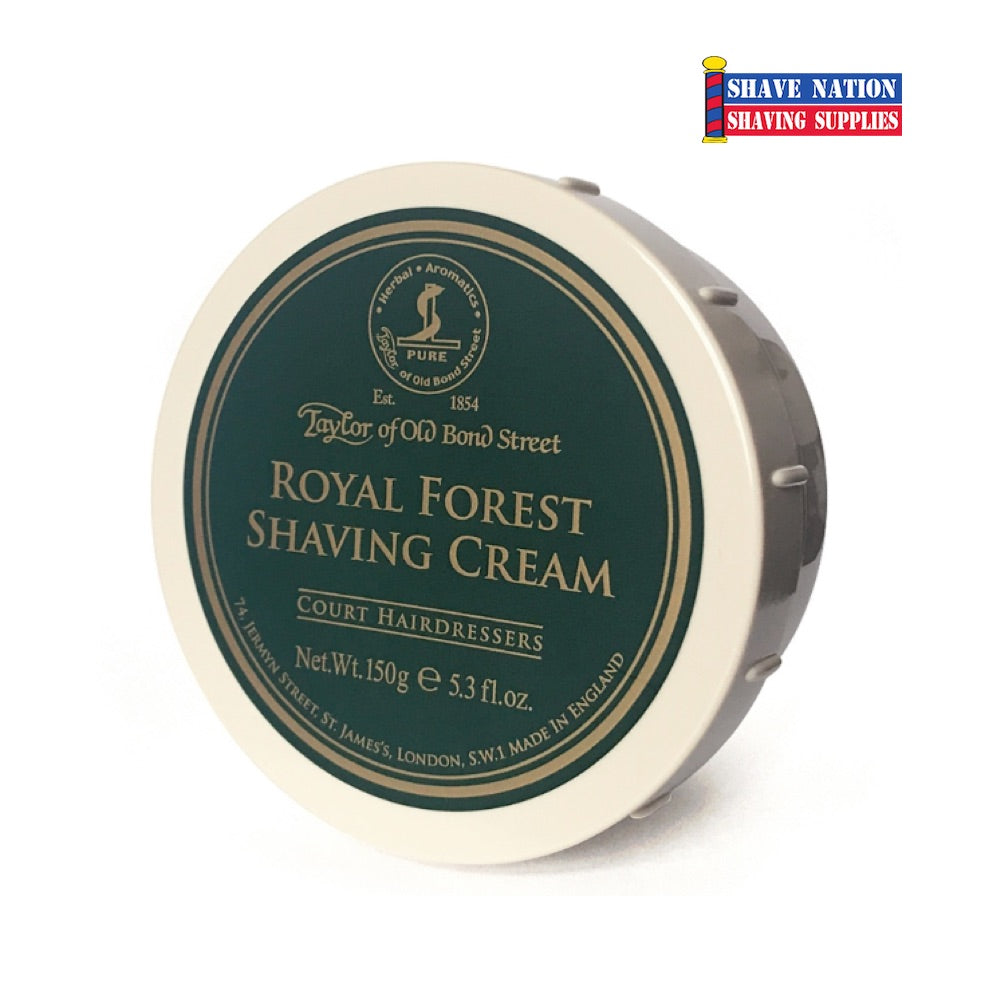Taylor of Old Bond Street Royal Forest Shaving Cream for Men - Luxury Woodland Scented Shaving Soap with Shea Butter & Coconut Oil - Perfect for Wet Shaving & Beard Care Routine
