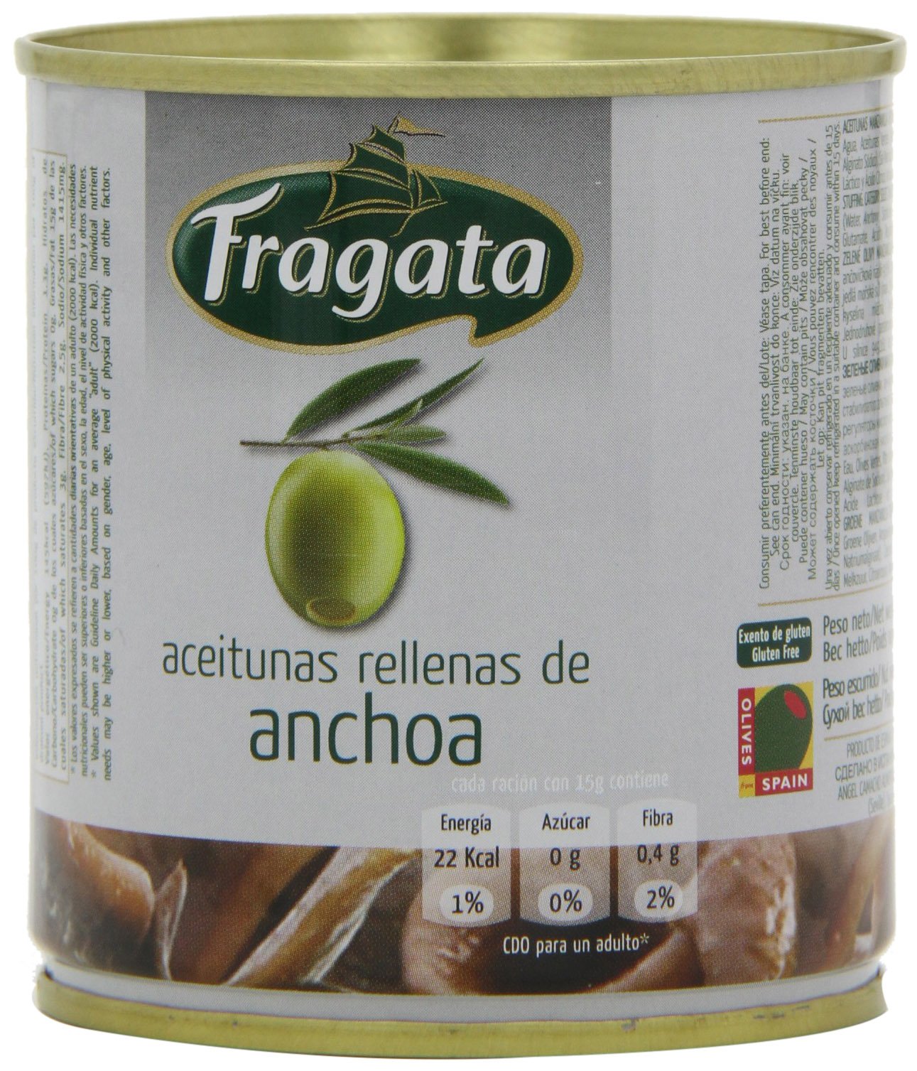 Fragata Spanish Anchovy Stuffed Olives 200g (7oz) - Premium Gourmet Snack for Charcuterie Boards, Tapas & Mediterranean Dishes