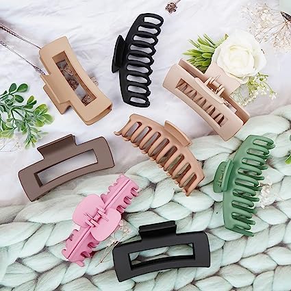 Shidara Large Hair Claw Clips for Women - 6 Piece Set in Neutral & Multicolor Shades | Perfect for Ponytails, Buns & Everyday Hairstyles